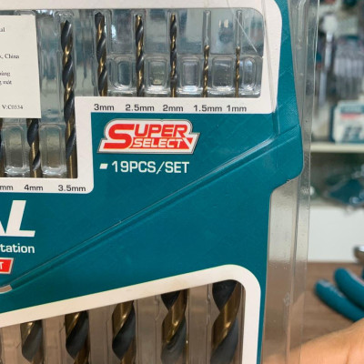 BỘ MŨI KHOAN KIM LOẠI HSS 19 CHI TIẾT 1-10MM TOTAL TAKSDB9195