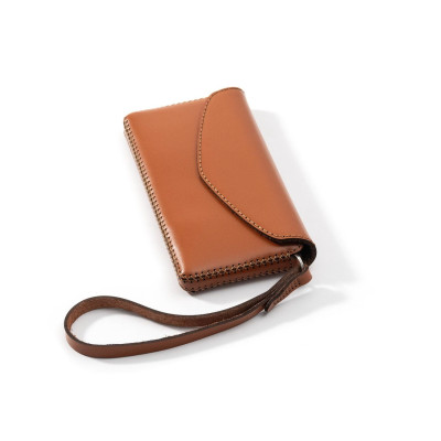 Ví da nắp nhọn cho Samsung S25 Edge, chất liệu da bò, hiệu Khắc Tên - Hàng chính hãng