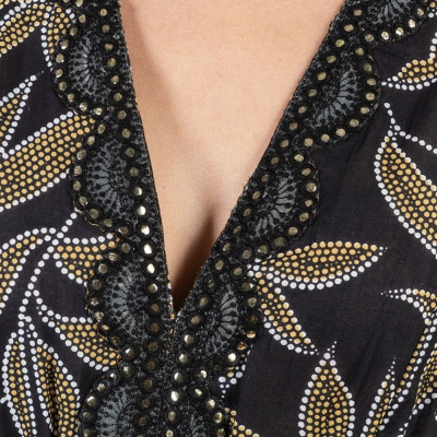 Maxi Hoa Phối Ren Kết Ánh Bạc Cotton Isla Bonita