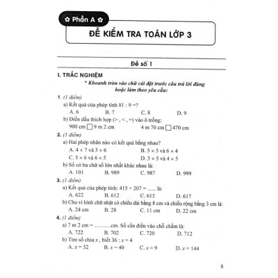 Bộ Đề Kiểm Tra Môn Toán Lớp 3 (Dùng Kèm SGK Chân Trời Sáng Tạo) (HA-MK)