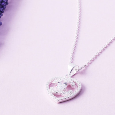Dây chuyền bạc nữ S925 Italia Bạc Xinh Huệ Ngân Trái Tim PP1321