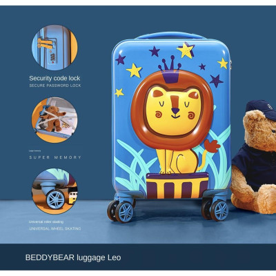 Vali Kéo Cho Trẻ Em BeddyBear - Size xách tay lên máy bay 17 inch - họa tiết Dập nổi 3D Sư Tử - Bánh xe đôi xoay 360 độ - Cần kéo hợp kim nhôm cao cấp - Bảo hành chính hãng 2 năm