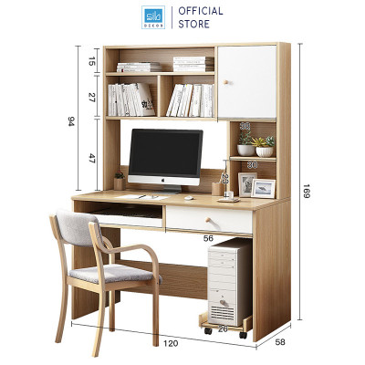 Bàn Máy Tính Làm Việc, Kèm Theo Kệ Đỡ PC Di Động Thương Hiệu SIB Decor BLV61