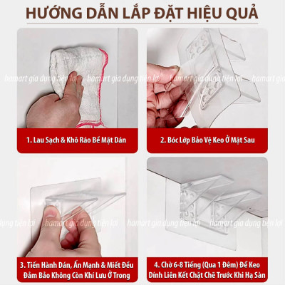 Móc Tam Giác Đôi Đỡ Kệ Gỗ Lớn Kê Giá Chia Ngăn Tủ Quần Áo Vách Nhựa Bếp Ke Góc L Dán Tường Siêu Dính