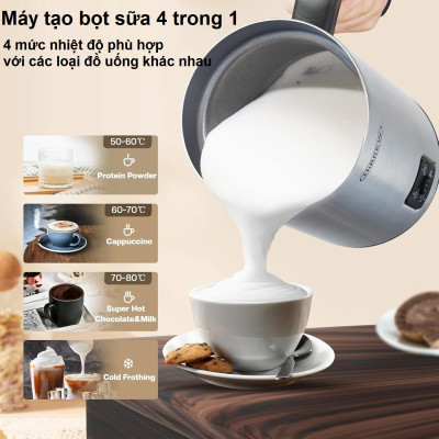 Máy tạo bọt sữa Nóng và Lạnh 4 trong 1. Thương hiệu Mỹ cao cấp HiBREW - M3A. Hàng chính hãng