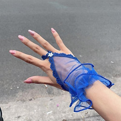 Găng tay xỏ ngón màu xanh bích