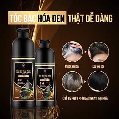 Dầu Gội Thảo Dược Đen Tóc SINORI 500 ml, Dầu Gội Phủ Bạc Nhuộm Tóc Cao Cấp Thiên Nhiên Chiết Suất Từ Nhân Sâm, Hà Thủ Ô, Ngũ Bội Tử, Trắc Bạch Diệp, Vừng Đen, Gừng