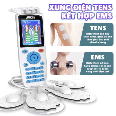 Máy massage xung điện Nikio NK-103A - 4 kênh, 8 miếng dán, 16 chế độ, 20 cường độ tùy chỉnh