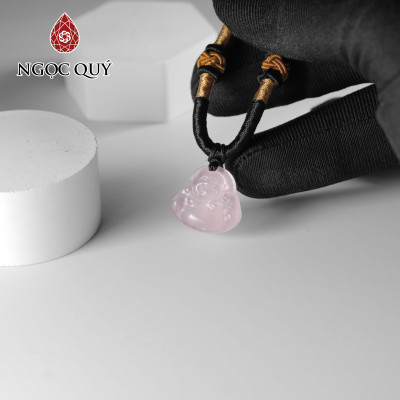 Mặt dây chuyền phật di lặc thạch anh hồng 15x15mm mệnh hỏa, thổ - Ngọc Quý Gemstones