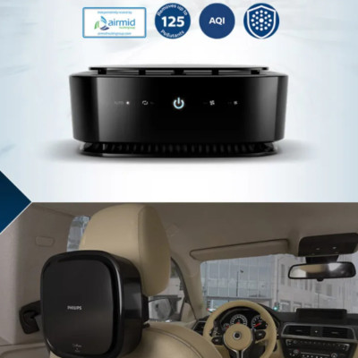 Máy khử mùi, lọc không khí trên xe ô tô Philips GP6201 Công suất 3.7W Cảm biến không khí 3 màu AQI  - Hàng nhập khẩu