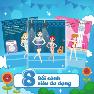 Sách - Sáng Tạo Thời Trang - Combo 6 Cuốn - Bóc Dán Hơn 100+ Stickers Quần Áo, Phụ Kiện Cho Bé Gái - Megabook