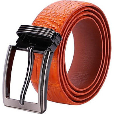 Thắt Lưng Nam Da Cá Sấu Gai Bụng Bản Lớn Đầu Kim Huy Hoàng HT4230 - Vàng