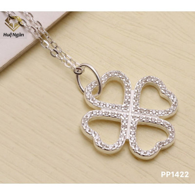 Dây chuyền bạc Ý 925 Huệ Ngân- Cỏ 4 lá may mắn PP1422
