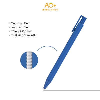 Bút Gel 0.5mm AO+ BG101, Bút Gel Mực Đen Nhanh Khô Thân Bút Nhiều Màu