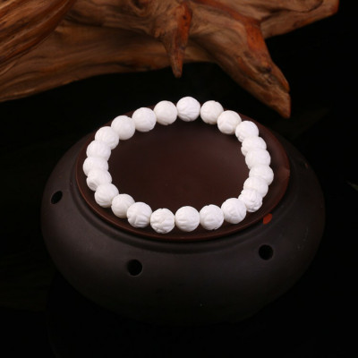 VÒNG TAY ĐÁ TRẮNG KHẮC HOA SEN TÂM BÌNH AN