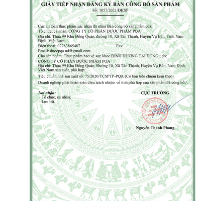 Đinh Hương Tai Hồng PQA Giúp Ấm Dạ, Giáng Khí Dùng Cho Trẻ Nhỏ Và Người Già Nôn Trớ, Nấc, Nghẹn, Buồn Nôn Chai 125ml