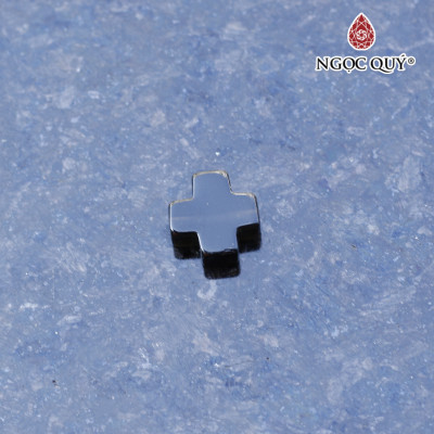 Mặt dây chuyền thánh giá xỏ ngang đá mã não đen 10.5x10.5x4mm mệnh thủy, mộc - Ngọc Quý Gemstones