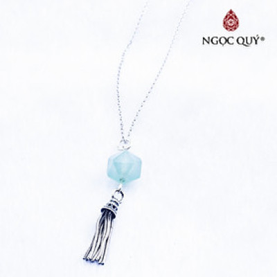 Dây chuyền bạc mặt thạch anh dâu xanh aventurine mệnh hỏa, mộc - Ngọc Qúy Gemstones