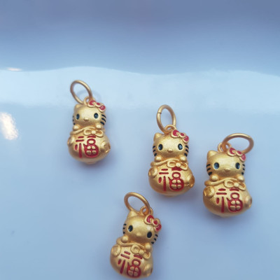 Phụ Kiện Charm Vòng Tay Nữ đẹp Hình Mèo Kitty vàng may mắn màu vàng kiểu đẹp Nữ đã có vòng tay hạt chuỗi , vòng tay kiểu thì charm Mèo Kitty này vào đeo đẹp xinh lắm ạ