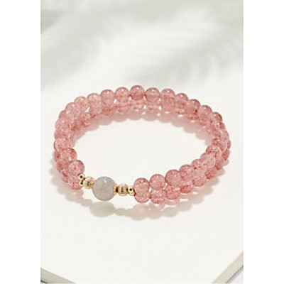 Vòng 2 line đá thạch anh dâu phối xà cừ - Ngọc Quý Gemstones