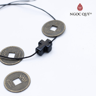 Mặt dây chuyền thánh giá xỏ ngang đá thạch anh đen mệnh thủy, mộc - Ngọc Quý Gemstones