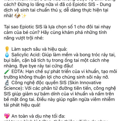 Dung dịch vệ sinh tai chó Epiotic (Virbac, Úc, mẫu mới)
