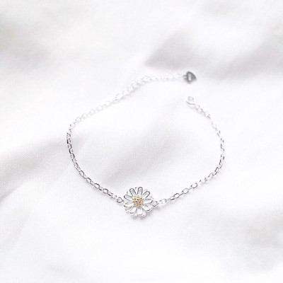 Lắc tay bạc 925 hoa cúc họa mi xinh xắn dễ thương Dế Bạc_LT4506