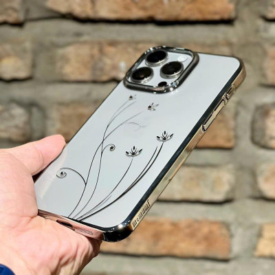 Ốp lưng cho iphone 15 pro max Memumi hoa đính đá Swarovski cực sang siêu mỏng nhẹ - hàng chính hãng