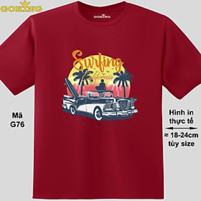 Surfing California, mã G76. Hãy tỏa sáng như kim cương, qua chiếc áo thun Goking siêu hot cho nam nữ trẻ em, áo phông cặp đôi, gia đình, đội nhóm