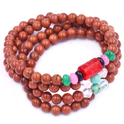 Vòng chuỗi 108 hạt đá kim sa charm lục tự chân ngôn - hạt 8 ly ( size lớn ), vòng chuỗi niệm Phật, vòng chuỗi đeo tay