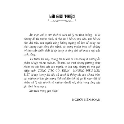 Công Việc Gia Đình - Những Điều Nên Biết