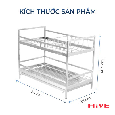 Kệ (giá) để chén bát HiVE New 2 tầng inox 304
