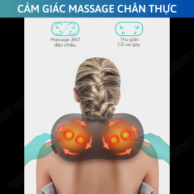Gối Massage Cổ Vai Gáy Đa Năng - Máy Massage Toàn Thân Nhiệt Hồng Ngoại 2 Chiều - Mát Xa Chuyên Sâu Cho Cổ, Vai Gáy, Lưng Dưới, Đùi, Chân - Sử Dụng Tại Nhà, Văn Phòng, Trên Ô Tô - Quà Tặng Cho Bạn Bè, Người Thân - Chính Hãng - VinBuy