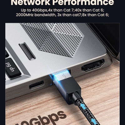 Cáp mạng Cat8 đúc sẵn bọc dù dài 20M Ugreen 30800 hàng chính hãng