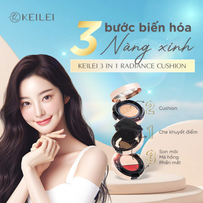COMBO Phấn phủ kiềm dầu hoàn hảo KEILEI + Phấn nước đa năng 3 trong 1  KEILEI -  3 in 1 Radiance Cushion  KEILEI