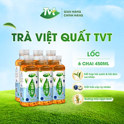 [Lốc 06 chai 450ml] Trà Việt Quất TVT tinh chất Việt Quất và Trà xanh, chống oxy hóa, thanh nhiệt giải phóng độc tố cơ thể 