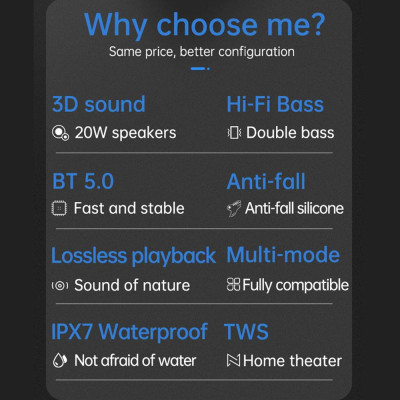 Loa Cyboris S5 IPX7 không dây,chống bụi,siêu trầm và không thấm nước