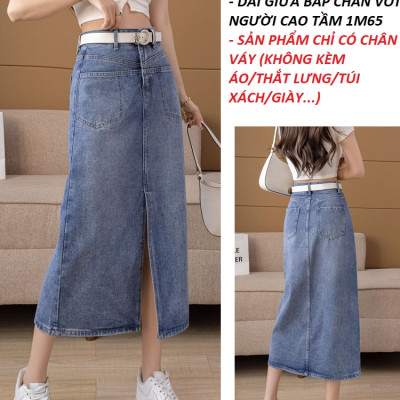 Chân váy jean ngang gối 07 C121