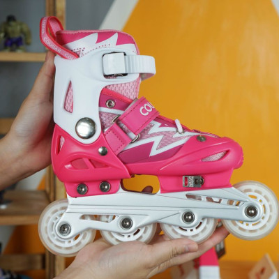 Tặng Bảo Hộ Tay Chân HOẶC Túi] Giày Patin Trẻ Em Cougar 835L Có Nút Chỉnh Size, Có Phanh Hỗ Trợ Tập
