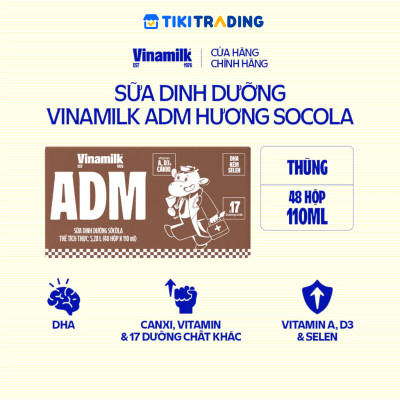 Thùng 48 hộp sữa dinh dưỡng socola Vinamilk ADM 110ml