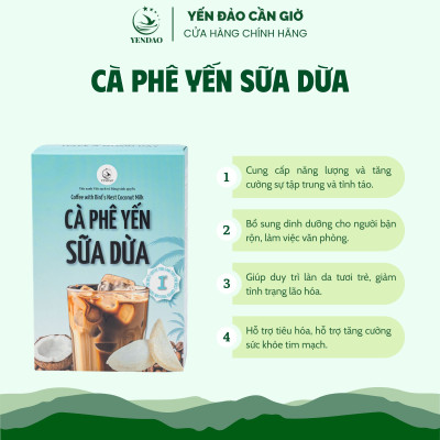 Yến Đảo - Cà Phê Yến Sữa Dừa Thơm Ngon, Đậm Vị Bổ Sung Năng Lượng, Dinh Dưỡng Cho Cơ Thể
