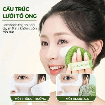 COMBO Hộp 3 Bông Mút Rửa Mặt Amortals, Mút Rửa Mặt Bọt Biển, Làm Sạch Mặt, Bông Mút Hình Giọt Nước - HÀNG CHÍNH HÃNG MINIIN
