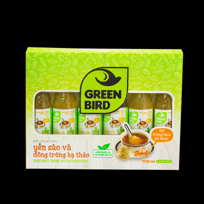 Hộp quà Green Bird - Nước Uống Bổ Dưỡng Yến Sào và Đông Trùng Hạ Thảo - (6chai*185ml)