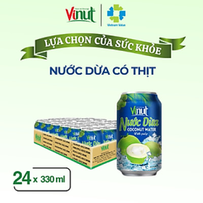Thùng 24 Lon Nước Dừa Có Thịt Vinut 330ml