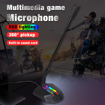 HSXJ TSP202 USB Microphone for Computer 360°Omnidirectional Pickup Microphone RGB Lighting Microphone