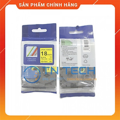 Nhãn In HZE-S641 - Đen nền vàng 18mm x 8m - Dùng cho máy in BROTHER - AIMO - PUTY [Hàng nhập khẩu]