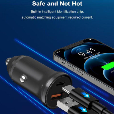 Sạc trên xe hơi Devia Mini hỗ trợ sạc nhanh PD + QC (20W)- Hàng chính hãng