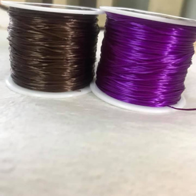 2 CUỘN THUN CO GIÃN MÀU TÍM VÀ ĐEN HOẶC NÂU ĐEN CHUYÊN DÙNG XỎ VÒNG TAY BẰNG ĐÁ NAM NỮ 