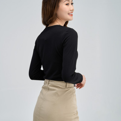 <BST Mới> Áo thun giữ nhiệt nữ dài tay cổ tròn Vicci vải Premium Cotton cao cấp co giãn, mềm mịn ôm dáng nhiều màu