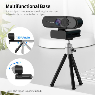 Webcam 1080P USB Tự động lấy nét  với nắp che riêng tư Tích hợp Micrô giảm tiếng ồn cho Máy tính để bàn, Máy tính xách tay